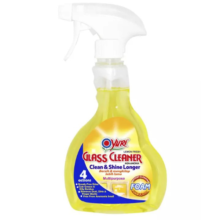 Mega Swalayan YURI GLASS CLEANER LEMON SPRAY 500ML X 12